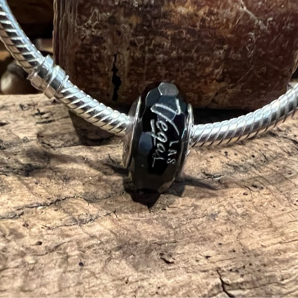 HTF Rare Authentic Pandora Exclusive Las Vegas Black Faceted Fascinating Murano - Picture 5 of 9